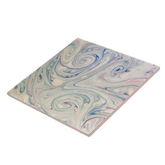White Blue Pink Modernes Abstraktes Fluid Marbella Fliese (Seite)