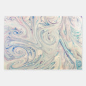 White Blue Pink Modernes Abstraktes Fluid Marbella Geschenkpapier Set (Vorderseite 2)