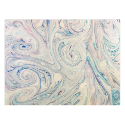 White Blue Pink Modernes Abstraktes Fluid Marbella Tischdecke (Vorderseite (Horizontal))