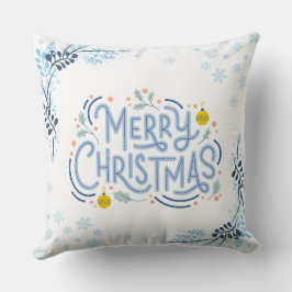 White Blue Playful Frohe Weihnachten Kissen