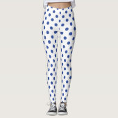 White Blue Polka Dot Pattern Leggings (Vorderseite)