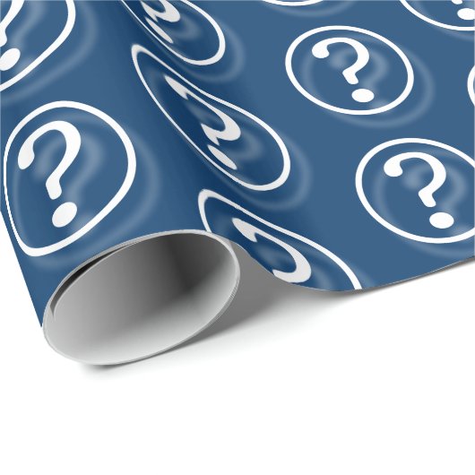 White Blue Question Marks Geschenkpapier (Rolleneckpunkt)