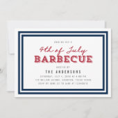 White Blue & Red Gingham 4. Juli Barbecue Einladung (Vorderseite)