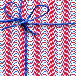White Blue Red Moiré Streifen - Trippy Abstrakt Kr Geschenkpapier