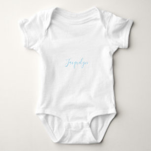 White Blue Schlicht Elegante Moderne Kalligraphie Baby Strampler