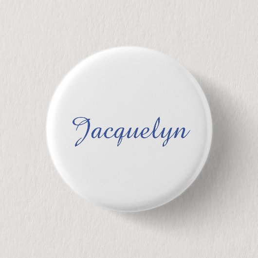 White Blue Schlicht Elegante Moderne Kalligraphie  Button (Vorderseite)