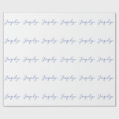 White Blue Schlicht Elegante Moderne Kalligraphie  Geschenkpapier (Flach)