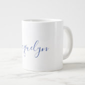 White Blue Schlicht Elegante Moderne Kalligraphie Jumbo-Tasse (Vorderseite Rechts)
