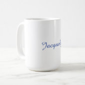 White Blue Schlicht Elegante Moderne Kalligraphie Kaffeetasse (Vorderseite Links)