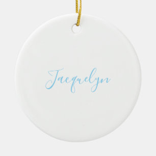 White Blue Schlicht Elegante Moderne Kalligraphie  Keramik Ornament