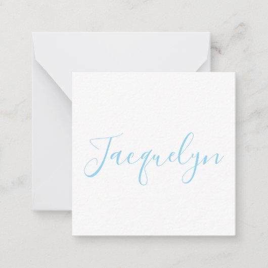 White Blue Schlicht Elegante Moderne Kalligraphie  Mitteilungskarte (Vorderseite)