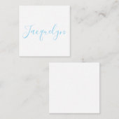 White Blue Schlicht Elegante Moderne Kalligraphie  Mitteilungskarte (Vorne/Hinten)