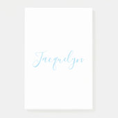 White Blue Schlicht Elegante Moderne Kalligraphie  Post-it Klebezettel (Vorderseite)