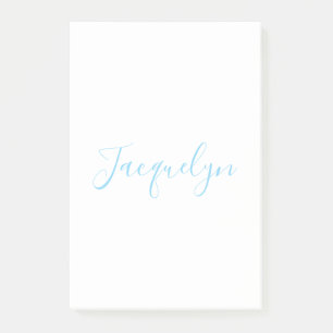 White Blue Schlicht Elegante Moderne Kalligraphie  Post-it Klebezettel