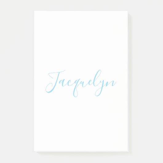 White Blue Schlicht Elegante Moderne Kalligraphie  Post-it Klebezettel (Vorderseite)