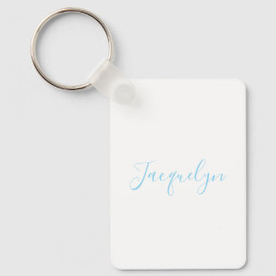 White Blue Schlicht Elegante Moderne Kalligraphie  Schlüsselanhänger