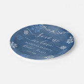 White Blue Snow in Liebe Snowflake Brautparty Pappteller (Schrägansicht)