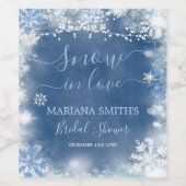 White Blue Snow in Liebe Snowflake Brautparty Weinetikett (Einzelnes Label)