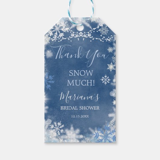 White Blue Snow in Liebe Snowflake Bridal Vielen D Geschenkanhänger (Vorderseite)