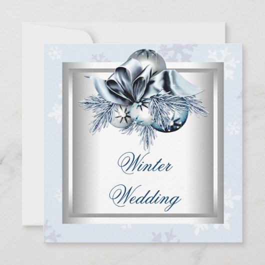 White Blue Snowflake Blue Winter Wedding Einladung (Vorderseite)