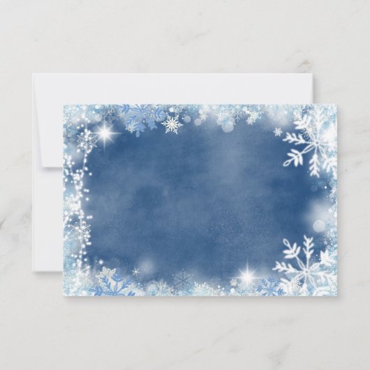 White Blue Snowflake Brautparty QR Rsvp Card Dankeskarte (Rückseite)