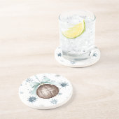 White Blue Snowflakes Christmas Coconut Bow Getränkeuntersetzer (Seite)