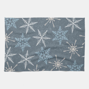 White Blue Stars Snowflakes Starry Sky Winter Geschirrtuch