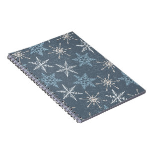 White Blue Stars Snowflakes Starry Sky Winter Notizblock