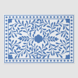 White Blue Traditional Bone Inlay Decoupage Paper Seidenpapier