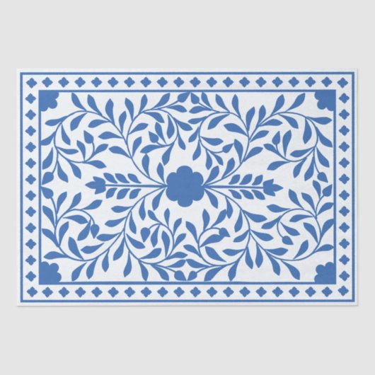 White Blue Traditional Bone Inlay Decoupage Paper Seidenpapier (Vorderseite)