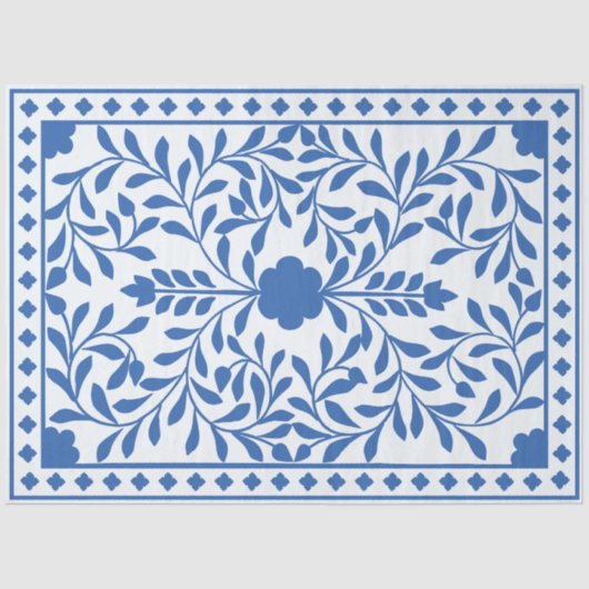 White Blue Traditional Bone Inlay Decoupage Paper Seidenpapier (Vorderseite)