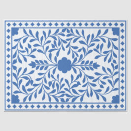 White Blue Traditional Bone Inlay Decoupage Paper Seidenpapier