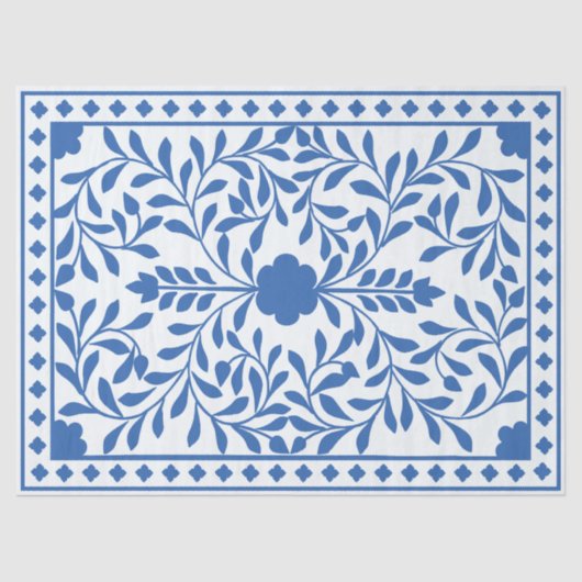 White Blue Traditional Bone Inlay Decoupage Paper Seidenpapier (Vorderseite)