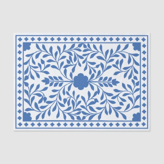 White Blue Traditional Bone Inlay Decoupage Paper Seidenpapier (Vorderseite)