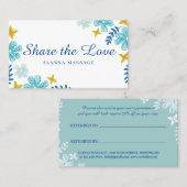 White Blue Tropical Blume Empfehlungskarte (Vorne/Hinten)