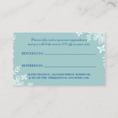 White Blue Tropical Blume Empfehlungskarte (Rückseite)