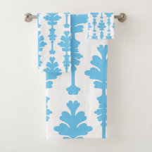 White & Blue Türkise Damask Moderner Glamour