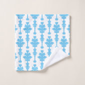 White & Blue Türkise Damask Moderner Glamour Badhandtuch Set (Waschlappen)