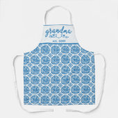 White Blue Ukrainian Ethnic Pattern Oma Est Schürze (Vorderseite)