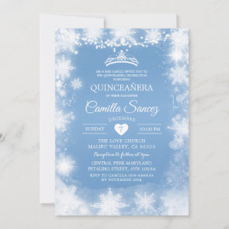 White & Blue Weihnachten Sweet 16. Geburtstag Einl Einladung
