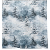 White Blue Weihnachtsbaumen Winterschnee Duschvorhang (Vorderseite)