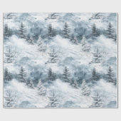 White Blue Weihnachtsbaumen Winterschnee Geschenkpapier (Flach)