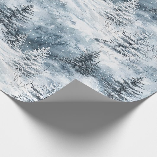 White Blue Weihnachtsbaumen Winterschnee Geschenkpapier (Ecke)
