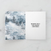 White Blue Weihnachtsbaumen Winterschnee Karte (Innenseite)