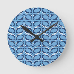 White Blue Whales Yin Yang Sea Animal Ocean Marine Runde Wanduhr