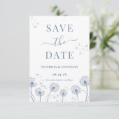 White Blue Wildblume Boho Wedding Save The Date (Stehend Vorderseite)