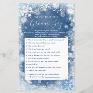 White Blue Winter Schneeflocke Was Groom Say Game