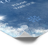 White Blue Winter Snowflake Brautparty Favoriten Poster (Ecke)