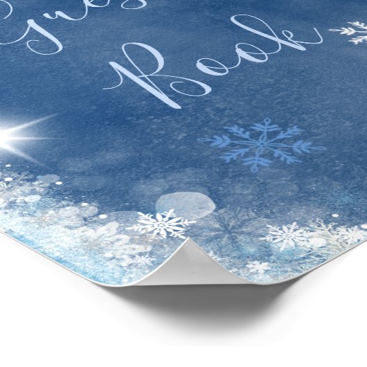 White Blue Winter Snowflake Bridal Gastbuch Poster (Ecke)