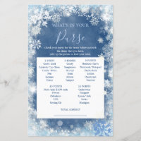 White Blue Winter Snowflake Bridal Purgame